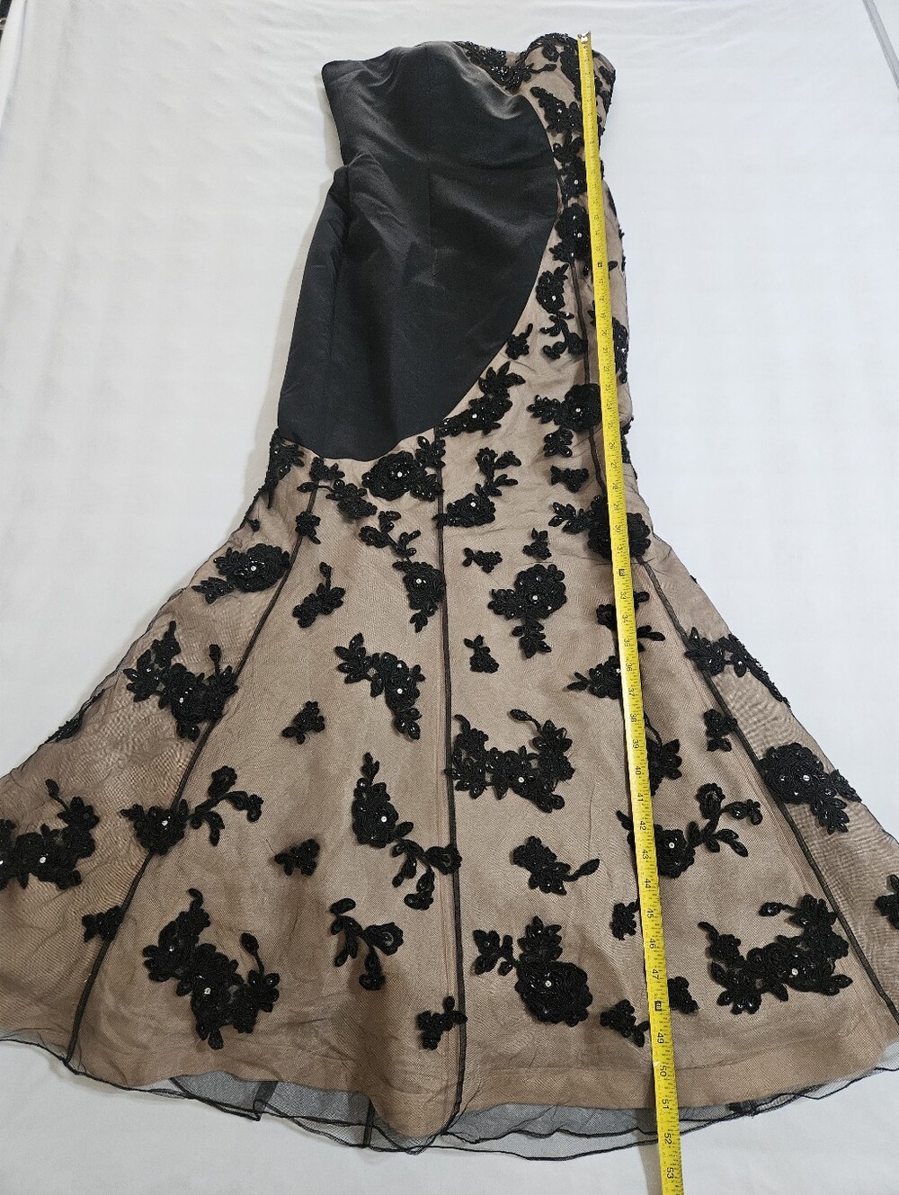 Cache Black Strapless Sequin Floral Mesh Mermaid Evening Gown Dress 8 - Picture 13 of 16